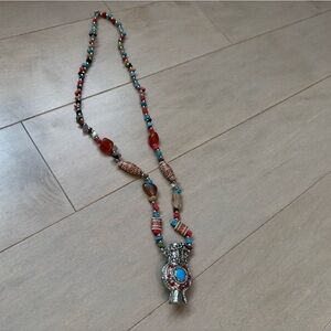 Ethnic Bottle Pendant, Mosaic Bohemian Handcrafted Multicolor Beaded Necklace
